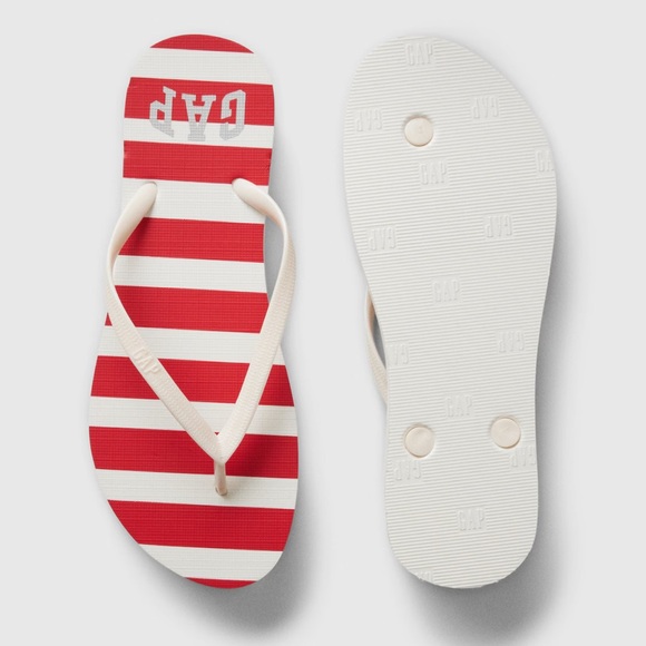 NWT GAP Logo Flip Flops Color: Americana Stripe Size 7 - Picture 3 of 5